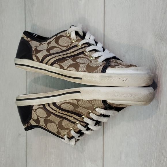 Coach Womens Folly Logo Textured Sneakers shoes sz 8B - Picture 7 of 12